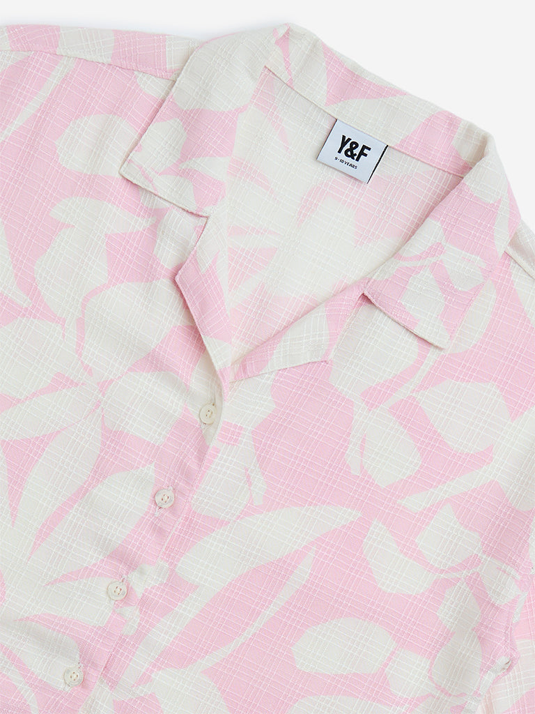 Y&F Kids Pink Floral Pattern Shirt - Image 3