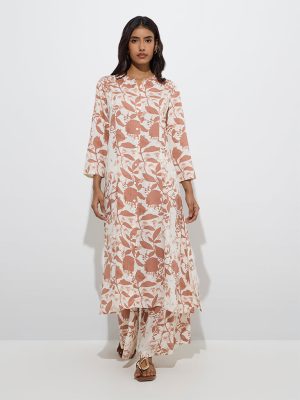 Utsa Rust Botanical Printed Palazzos