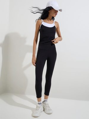 Studiofit Black High-Rise Cotton-Blend Leggings