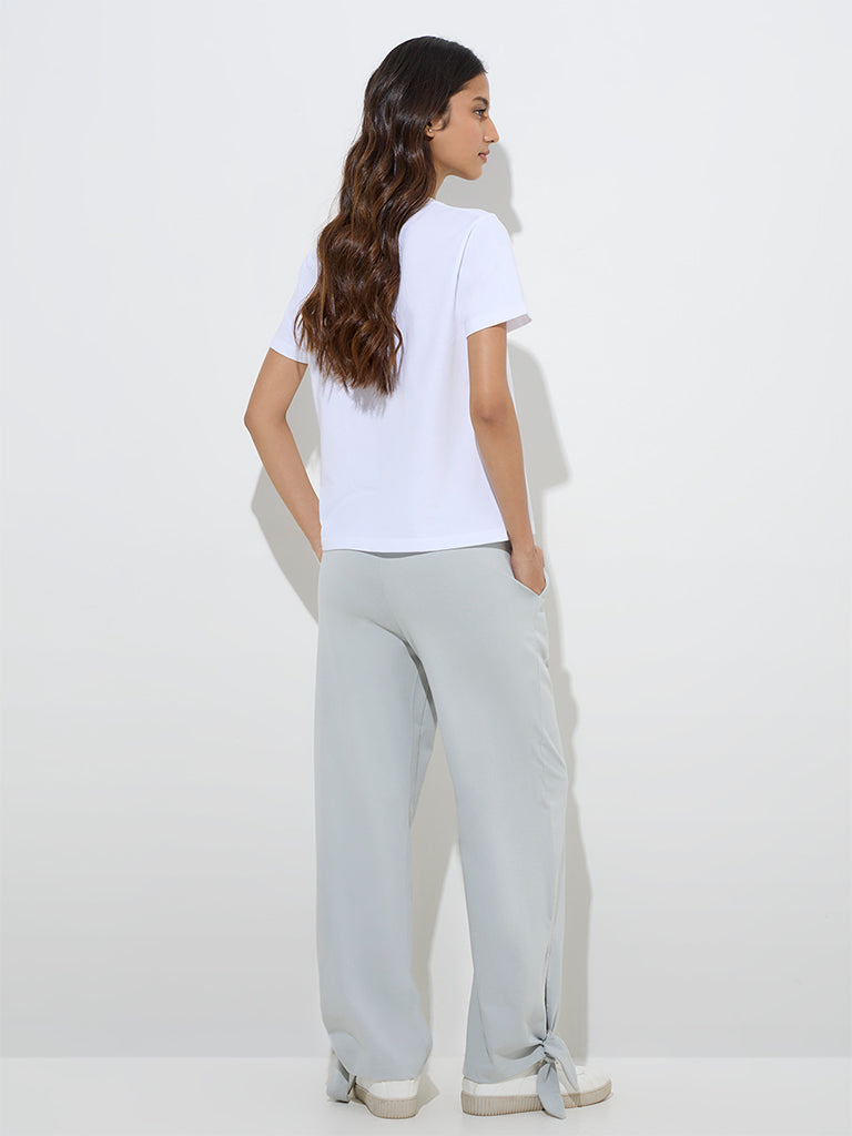 Studiofit Grey Solid High-Rise Cotton Track Pants - Image 4