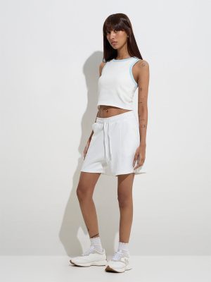 Studiofit White High-Rise Cotton-Blend Shorts