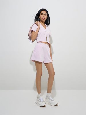 Studiofit Pink Textured Cotton-Blend Jacket