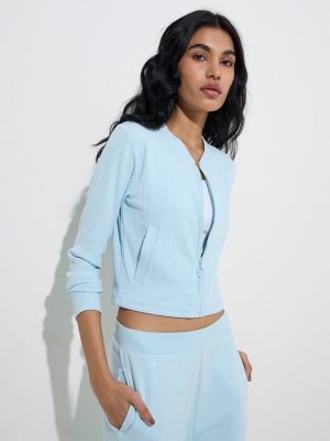 Studiofit Light Blue Ribbed-Textured Jacket
