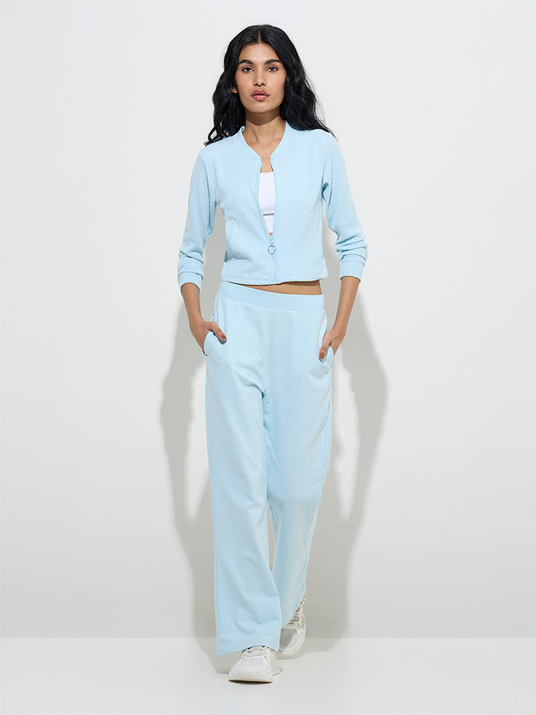 Studiofit Light Blue Ribbed-Textured Jacket - Image 3