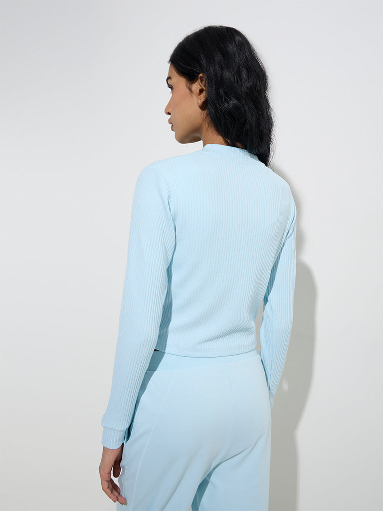 Studiofit Light Blue Ribbed-Textured Jacket - Image 4