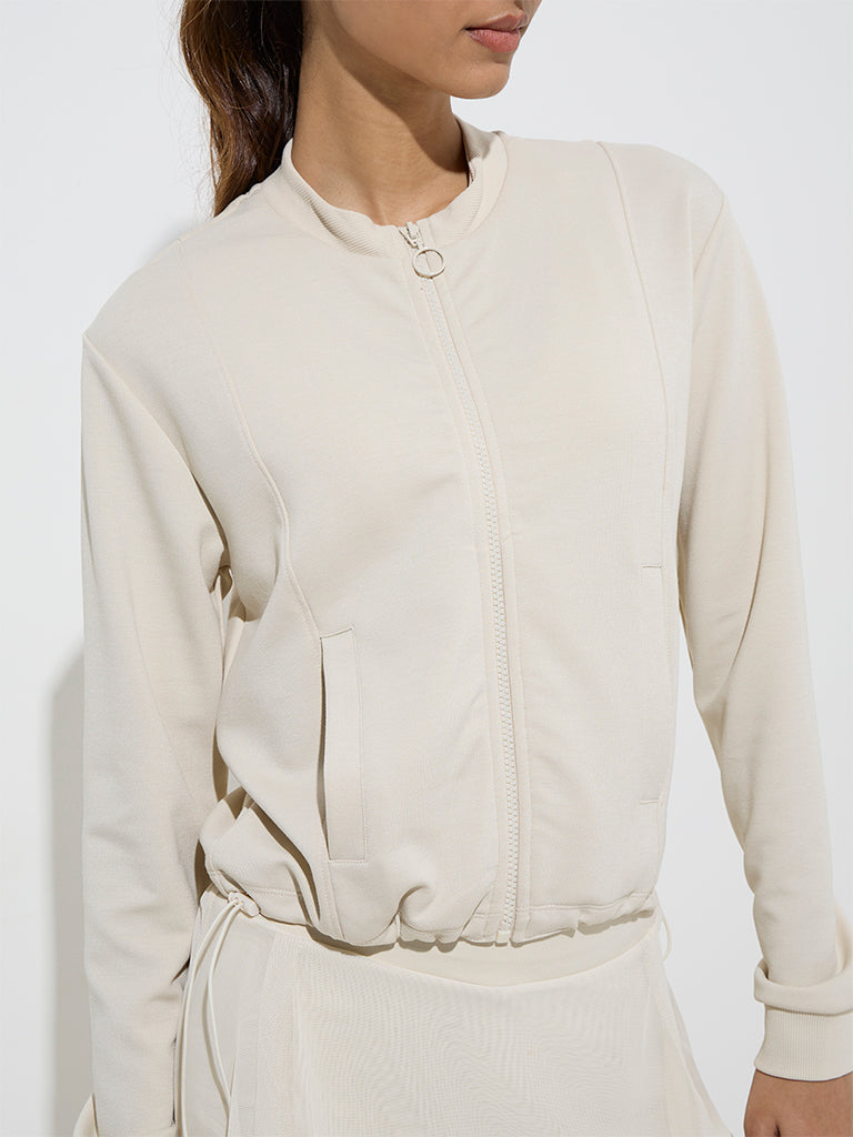 Studiofit Light Beige Solid Jacket - Image 3