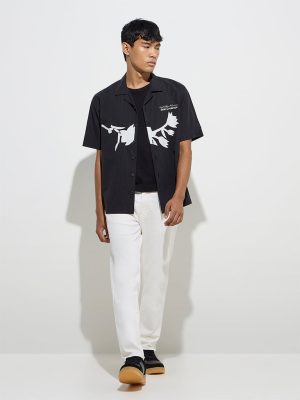 Nuon White Slim-Fit Mid-Rise Jeans