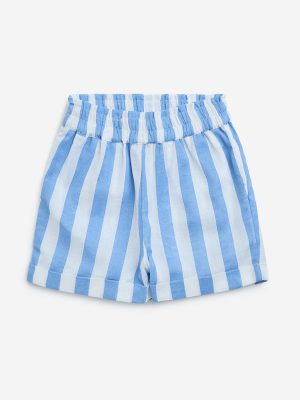 Utsa Kids Blue Striped Cotton-Blend Shorts - (2-8yrs)