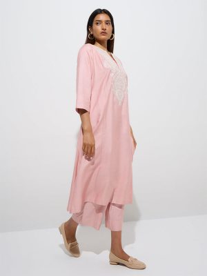 Zuba Peach Solid Ethnic Pants