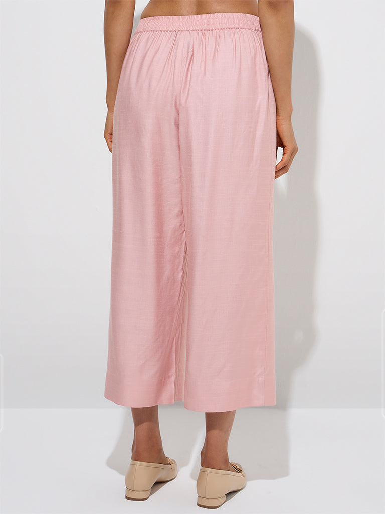 Zuba Peach Solid Ethnic Pants - Image 4