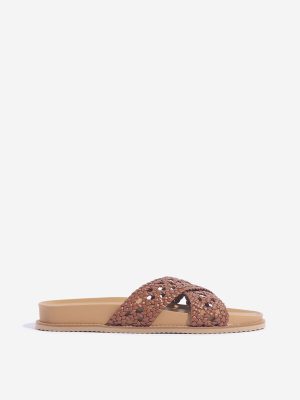 LUNA BLU Brown Criss-Cross Sandals