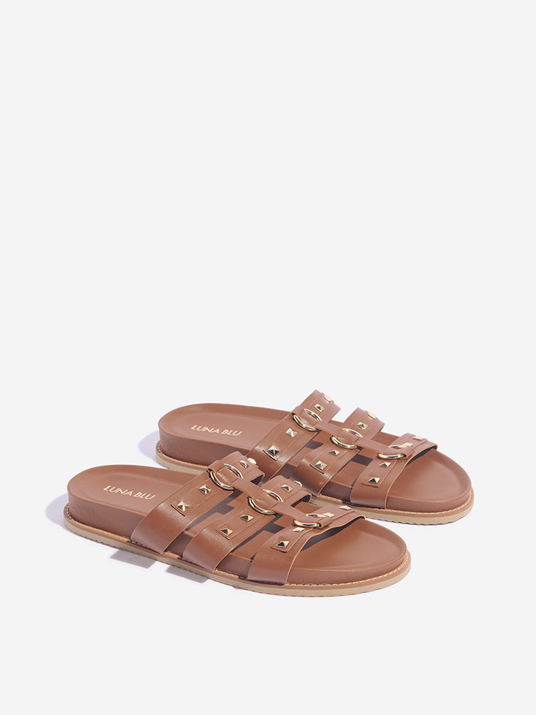 LUNA BLU Brown Multi-Strap Sandals - Image 2