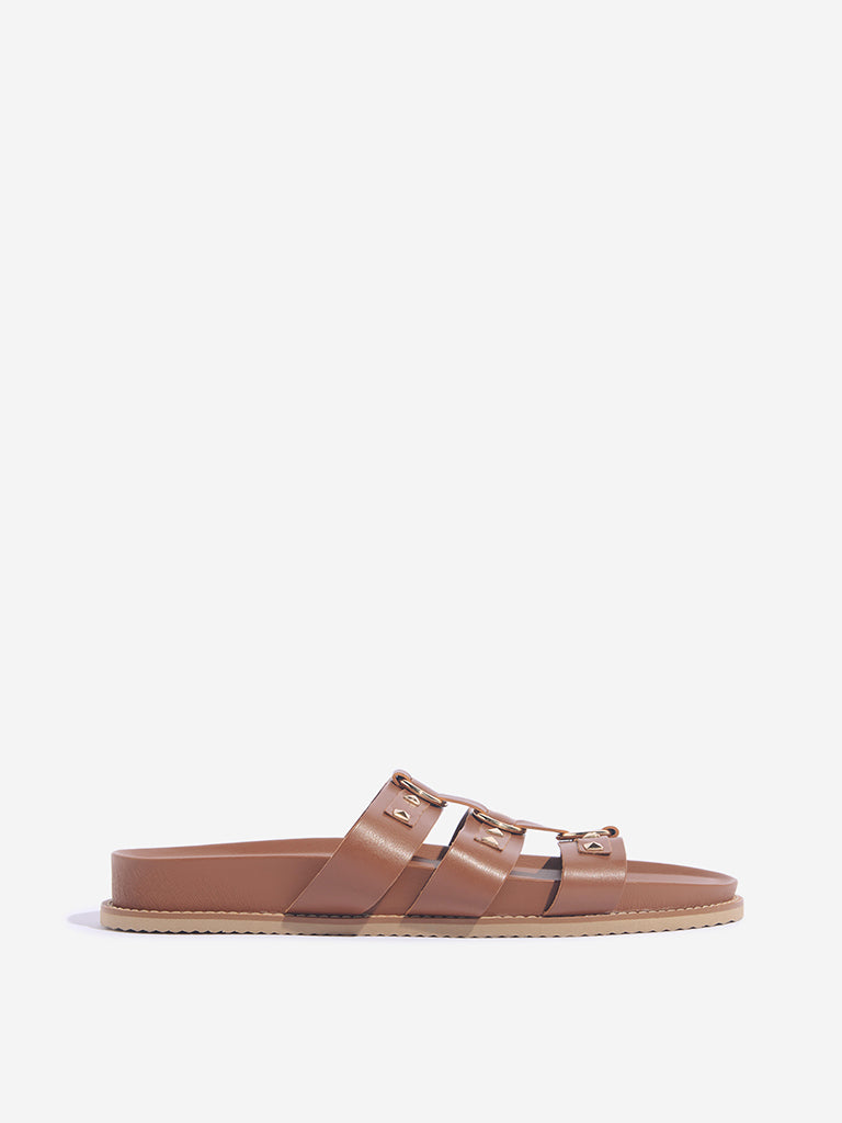 LUNA BLU Brown Multi-Strap Sandals