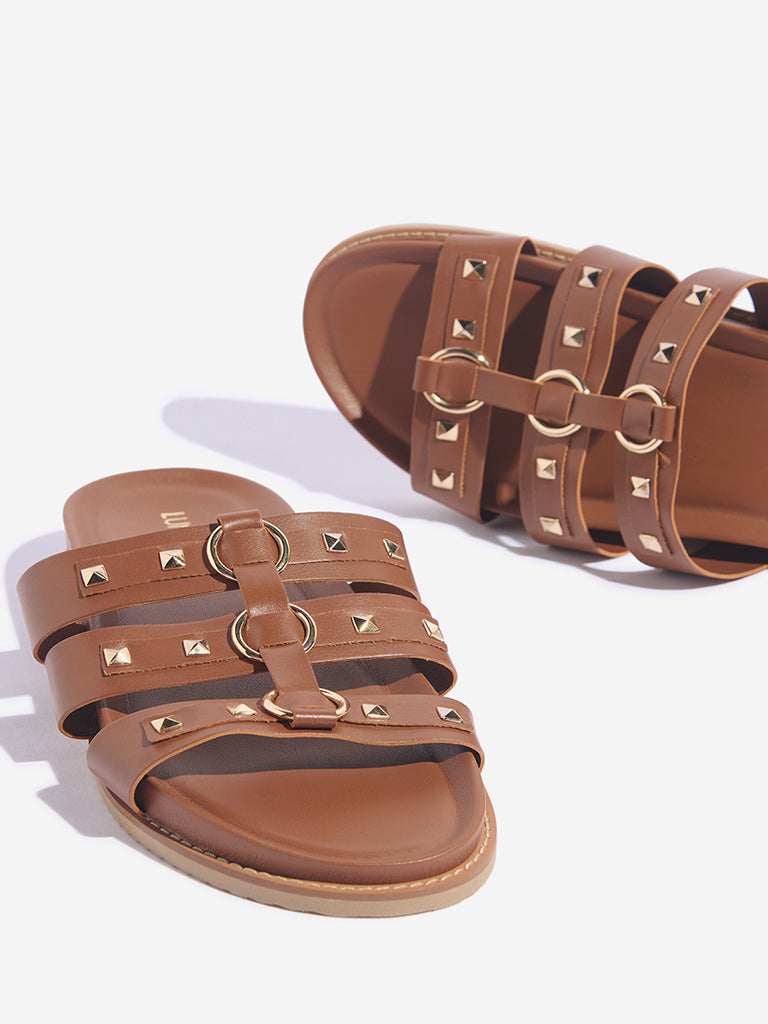 LUNA BLU Brown Multi-Strap Sandals - Image 3