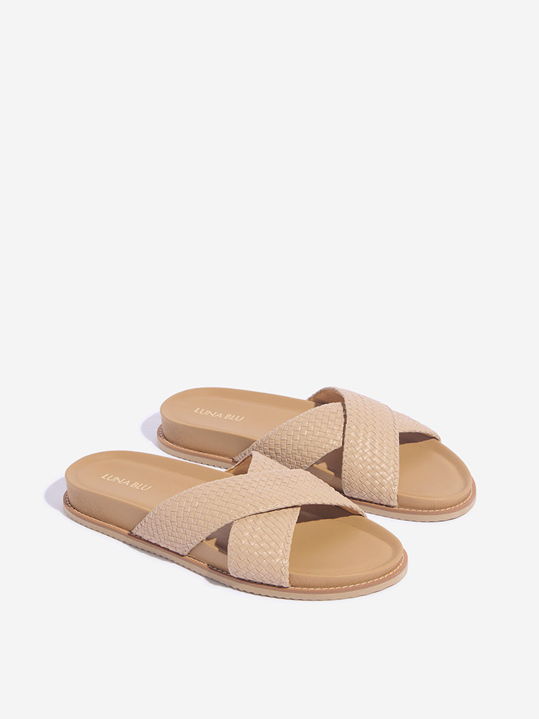 LUNA BLU Beige Criss-Cross Strap Sandals - Image 2