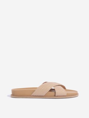 LUNA BLU Beige Criss-Cross Strap Sandals