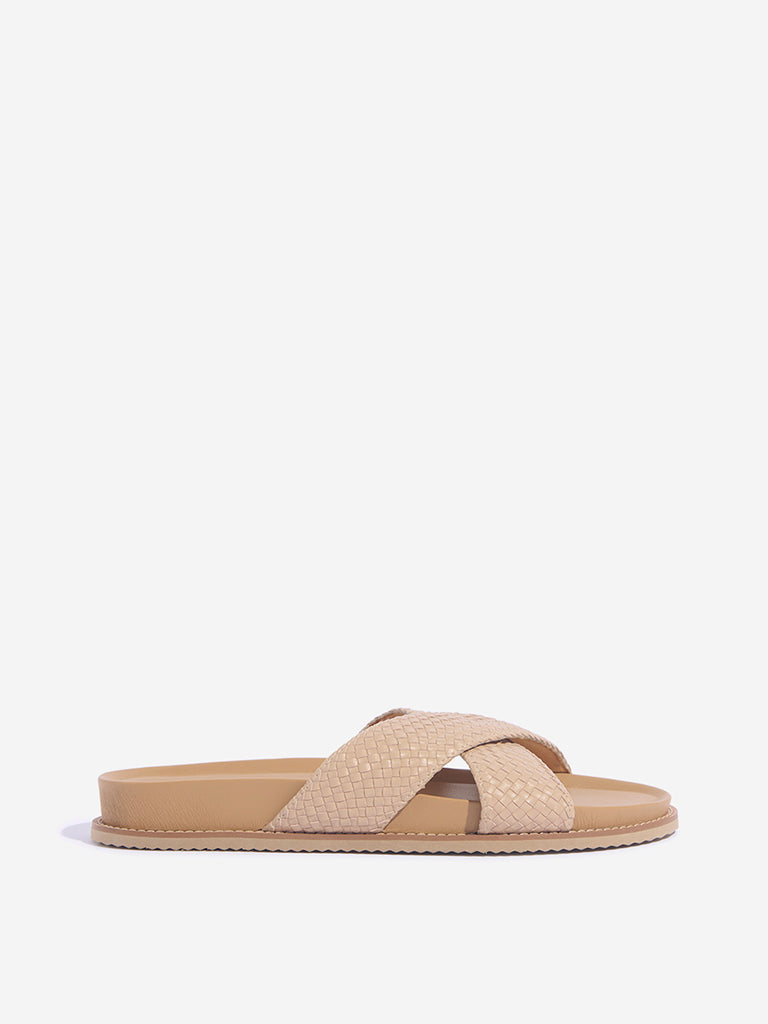 LUNA BLU Beige Criss-Cross Strap Sandals