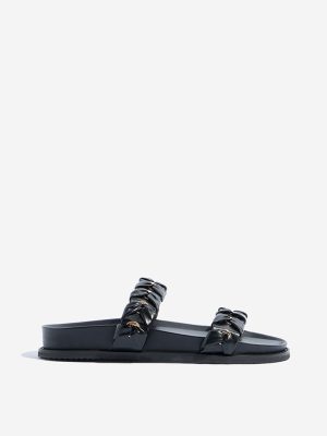 LUNA BLU Black Braided Sandals