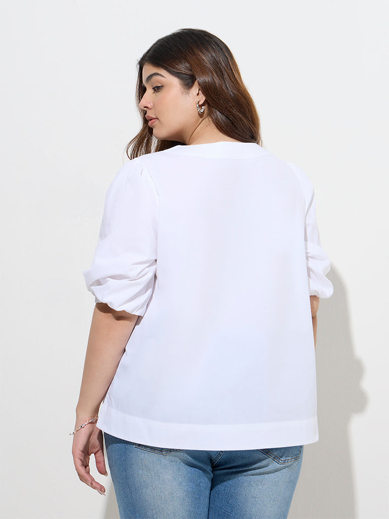 Gia White Solid Cotton Top - Image 4