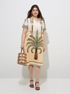 Gia Multicolour Nature-Inspired Cotton-Blend Straight Dress