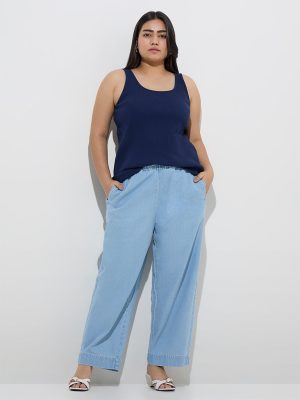 Gia Blue Washed High-Rise Denim Pants