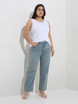 Gia Light Blue Relaxed-Fit High-Rise Jeans