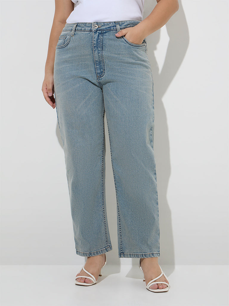 Gia Light Blue Relaxed-Fit High-Rise Jeans - Image 2