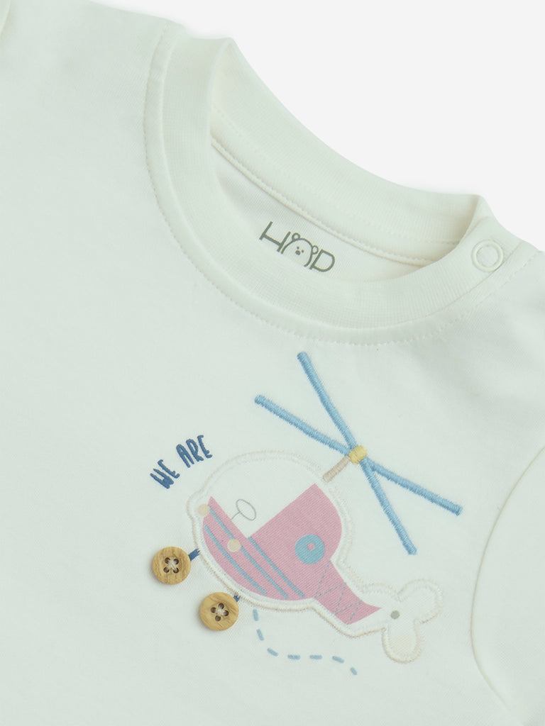 HOP Baby Off-White Printed Cotton T-Shirt - Image 3