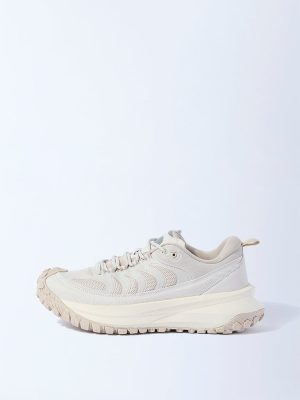 SOLEPLAY Beige Knit-Textured Lace-Up Sneakers