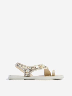LUNA BLU Ivory Embellished Sandals