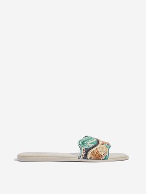 LUNA BLU Turquoise Beaded Slides