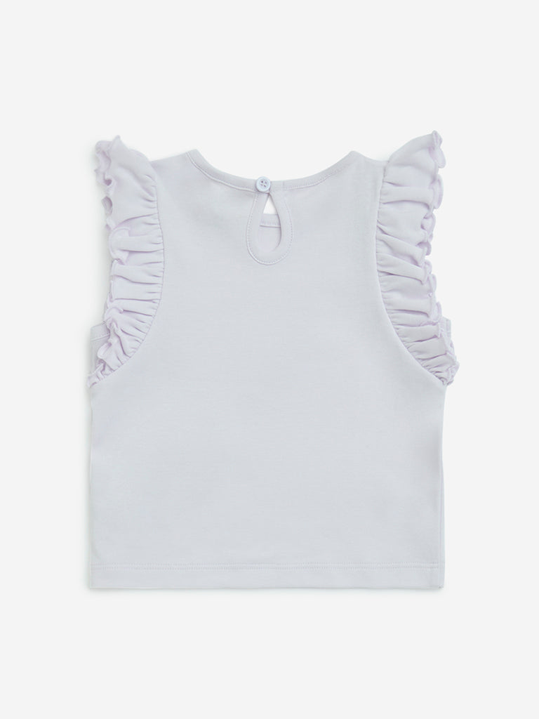 HOP Baby Lilac Ruffle-Detailed Cotton Top - Image 2