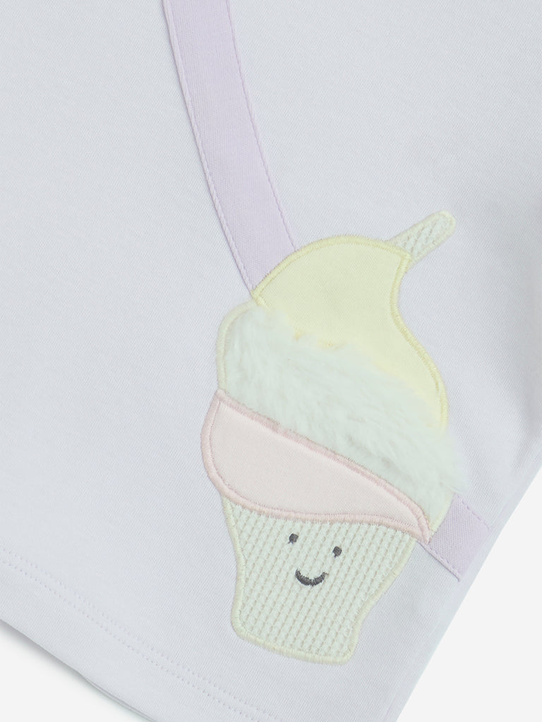 HOP Baby Lilac Ruffle-Detailed Cotton Top - Image 3