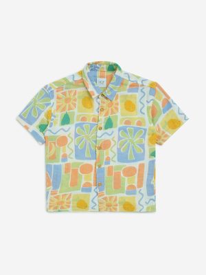HOP Kids Multicolour Tropical-Inspired Cotton Shirt
