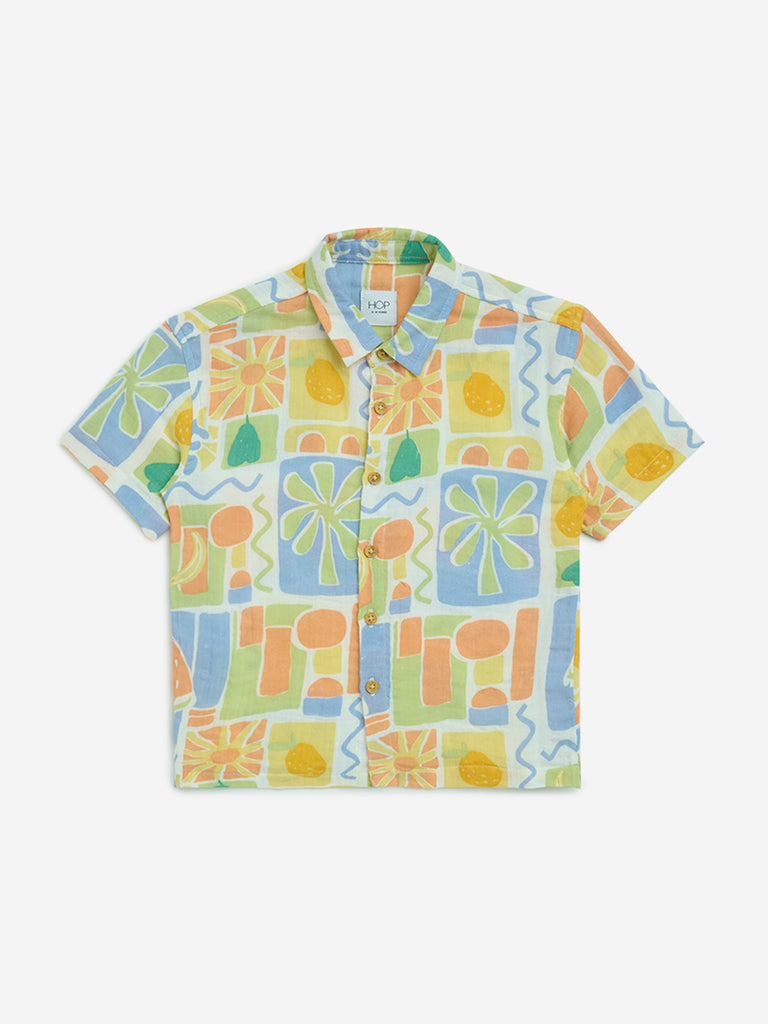 HOP Kids Multicolour Tropical-Inspired Cotton Shirt