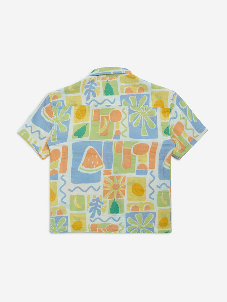 HOP Kids Multicolour Tropical-Inspired Cotton Shirt - Image 3