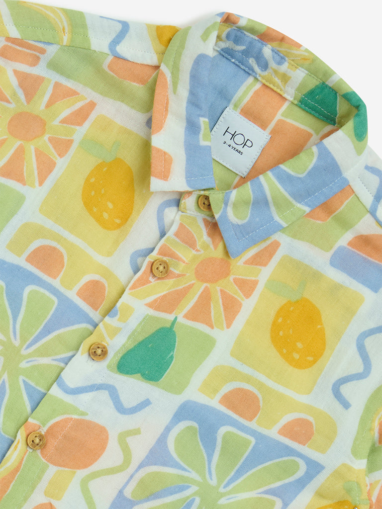 HOP Kids Multicolour Tropical-Inspired Cotton Shirt - Image 4