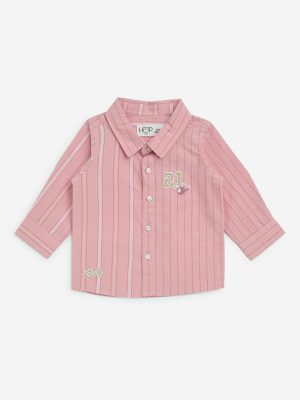 HOP Baby Pink Stripe Printed Cotton Shirt