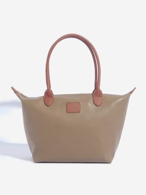 Westside Taupe Solid Tote Bag
