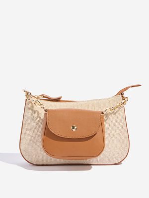 Westside Beige Textured Sling Bag