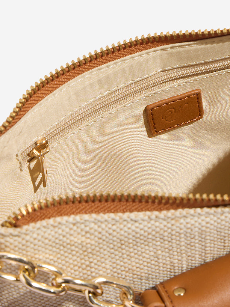 Westside Beige Textured Sling Bag - Image 3