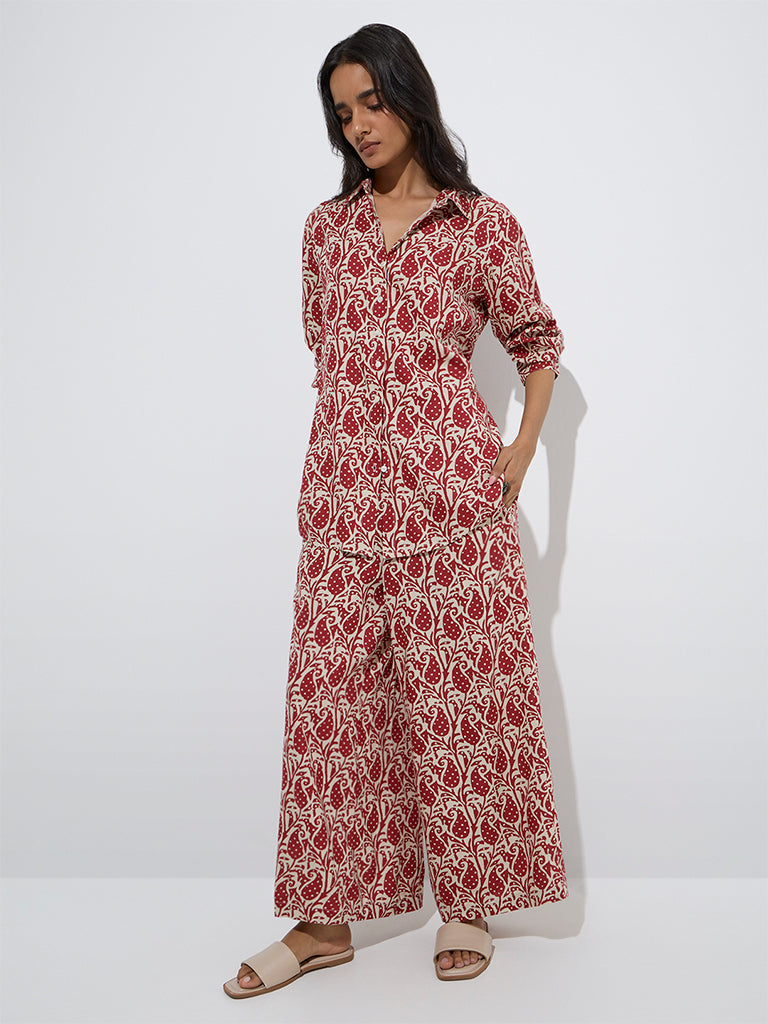 Utsa Red Paisley Design Ethnic Tunic - Image 2