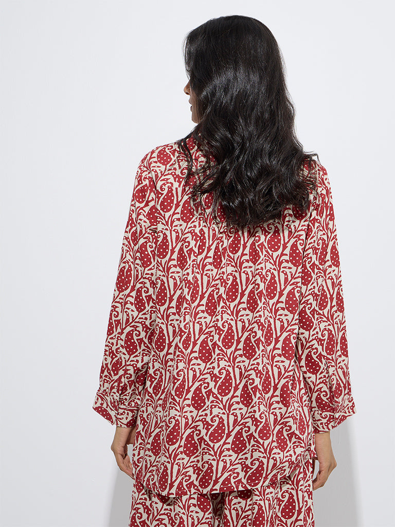 Utsa Red Paisley Design Ethnic Tunic - Image 4