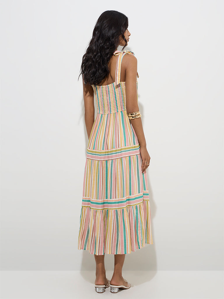 LOV Multicolour Striped Tiered Dress - Image 4