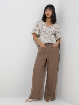 LOV Brown High-Rise Trousers