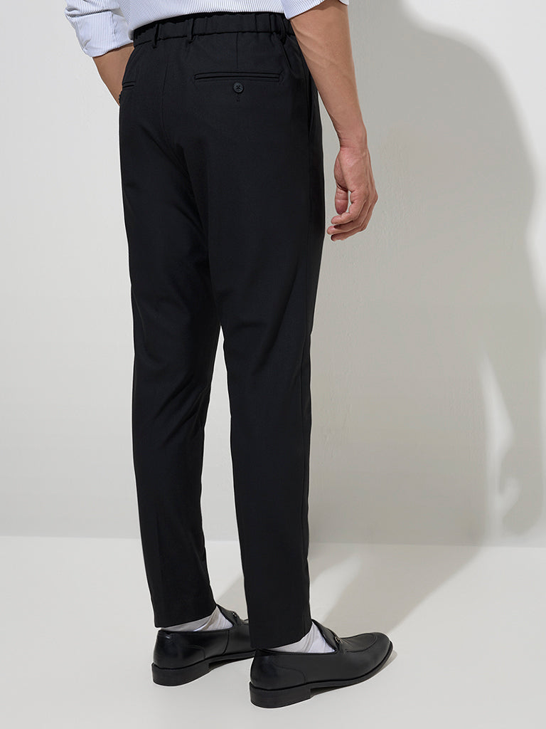 WES Formals Black Slim-Fit Mid-Rise Trousers - Image 4