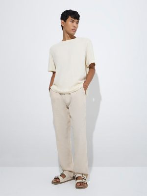 ETA Beige Relaxed-Fit Mid-Rise Cotton-Blend Chinos