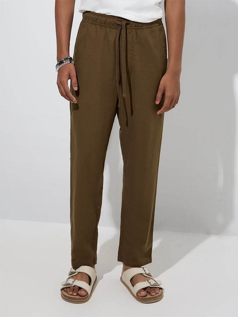 ETA Dark Brown Relaxed-Fit Mid-Rise Cotton Chinos - Image 2