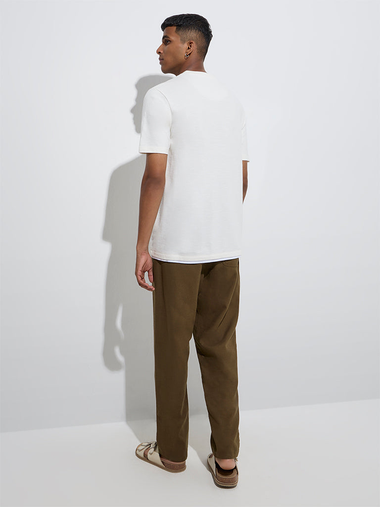 ETA Dark Brown Relaxed-Fit Mid-Rise Cotton Chinos - Image 4