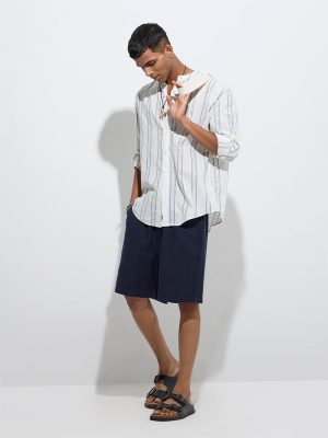 ETA White Striped Relaxed-Fit Cotton Shirt
